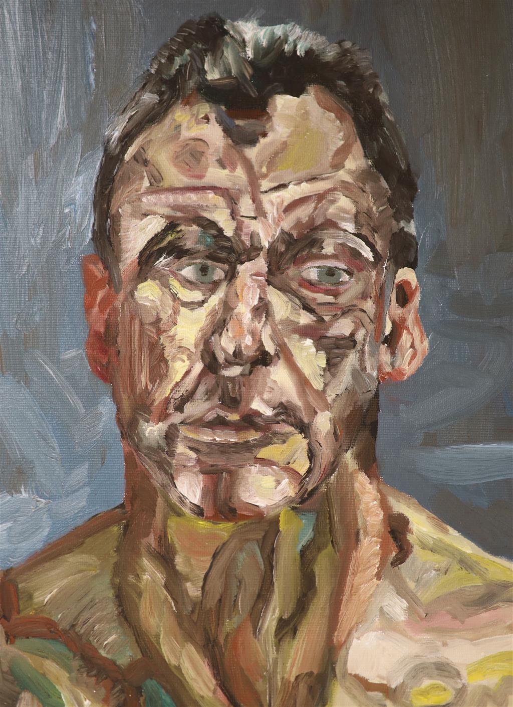 Follower of Beverly Pepper (1922-2020), oil on card, Three seated figures, signed, 43 x 35cm, unframed, and three other pictures